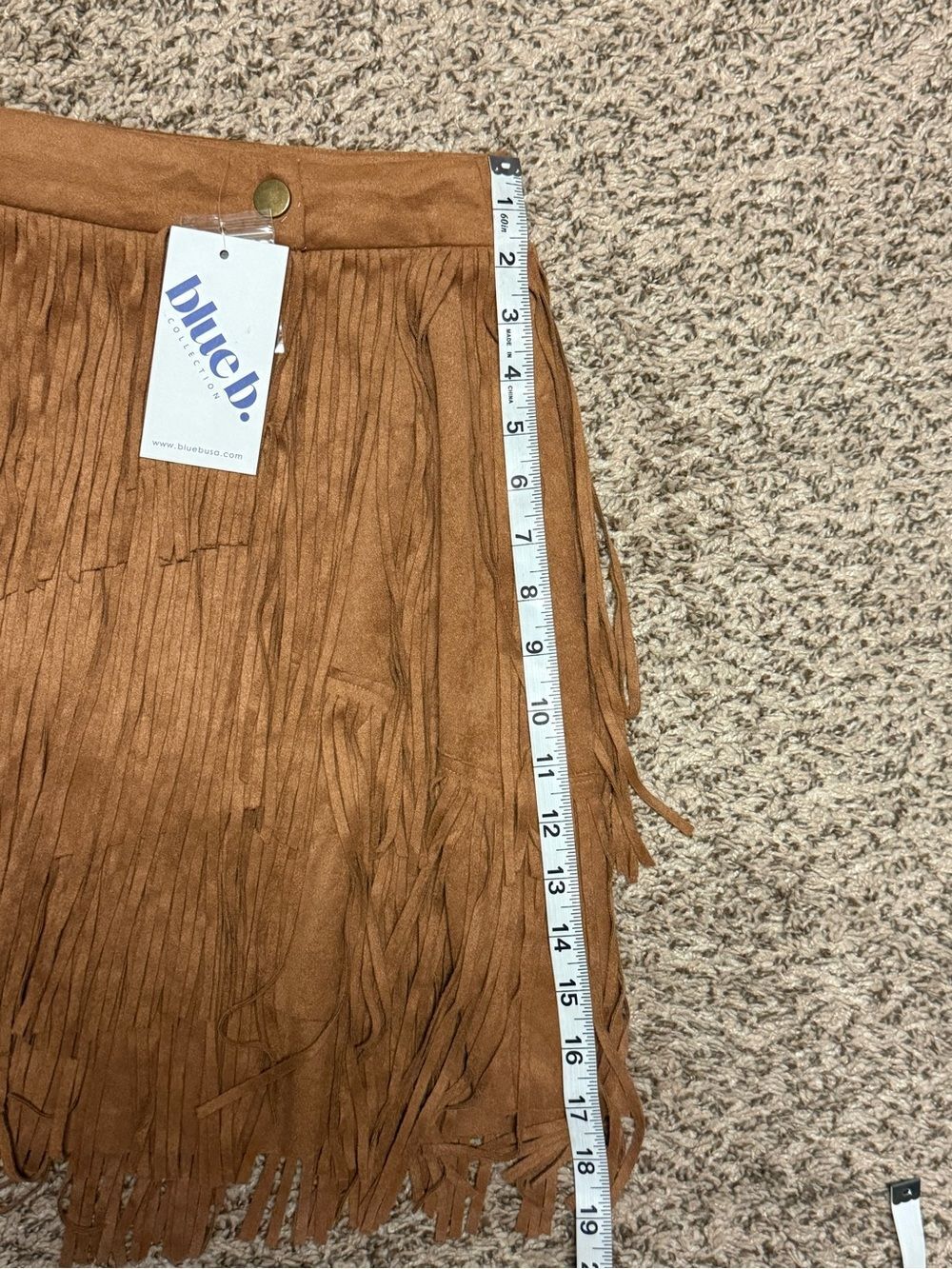 Tan Fringe Suede Blue B. Skirt Small BNWT - Picture 4 of 6